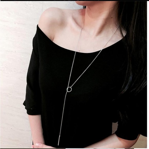 NEW 925 Sterling Silver Circle Long Chain Necklace - Picture 5 of 16